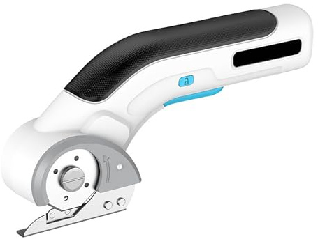 Forbici Elettriche Senza Fili, Taglierina per Cartone Ricaricabile, Forbici Rotanti per Tessuto, Pelle, Tappeto e Artigianato