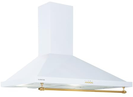 Klarstein Kitchen Cooker Hood, Chimney Cooker Hoods 90cm, Wall Mount Extractor Fan for Kitchens w/LED Lights, Hood Grease Filters, 591.5m³/h Airflow Hoods, Steel Extractor Fan