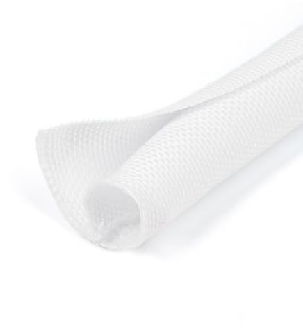 HOLED 1/8 inch Split Braided Cable Management Sleeve for USB Cable Power Cord Audio Video Cable, Wire Loom Cord Protector from Cat Dog Chewing (White, 10FT)