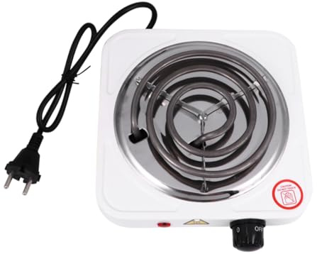 Piastra Elettrica da Tavolo a Singolo Bruciatore 1000w Bianco | Metallo e Plastica, Protezione da Surriscaldamento, Design Antistatico, Uso Extra e Mobilità