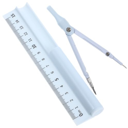 MAGICLULU Zirkel Set mit Stift und Lineal Blau Präzises Geometrie werkzeug für Schüler Ingenieure und Architekten Langlebig aus Metall und Kunststoff für Zeichnen Messen und Schreiben