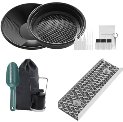 Spacnana Kit D'orpaillage Portable, Boîte à écluse en Aluminium de 12 Pouces avec Sac à Dos pour la Prospection et L'exploitation Minière