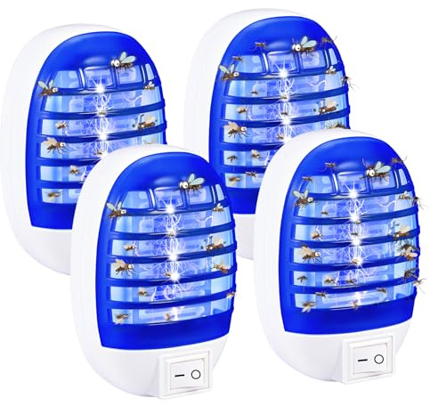 Insektenvernichter Elektrisch, 4 Stück Mückenschutz Steckdose, Mückenfalle mit UV-Licht für Küche, Schlafzimmer, Esszimmer, Elektrischer Fliegenfalle für Mücken, Fliegen, Motten