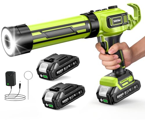 Taskstar Pistola Silicona con 2-Baterías y Luz-LED, Sin Escobillas Mejorado | Pistola Silicona Eléctrica Compatible con Makita 18V Batería de 300ml para Calafateo y Sellado, Bajo Nivel de Ruido