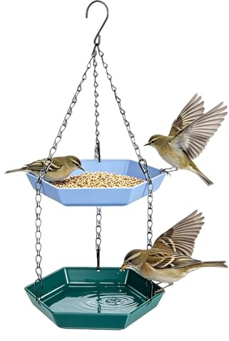 Junhonze Abbeveratoio Per Uccelli Da Appendere - Vaschetta Per Uccelli Sospesa - Mangiatoie Per Giardino - Mangiatoia Per Uccellini Da Esterno, Adatto Per Giardino, Balcone,Fattoria,Terrazza O Albero