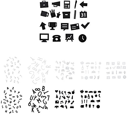 Design Letters Office Icons für Message Boards, 20 Stück (Schwarz) - Fügen Sie der Kommunikation auf dem Briefbrett eine spielerische Dimension hinzu. Scharfes Design der grafischen Symbole