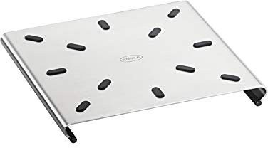 RÖSLE Topfuntersetzer, Hochwertiger Universaluntersetzer aus Edelstahl 18/10 mit Silikonstopper und -füßen, hitzebeständig und erweiterbar, spülmaschinengeeignet, 17,5 x 17 x 1,9 cm