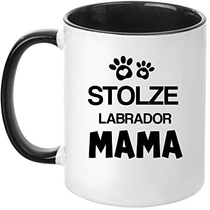 TassenTicker® – Storze Labrador Mama – Taza de café – Taza de perro – dueño de perros – Mujer – Regalo – Negro (Labrador Schwarz)