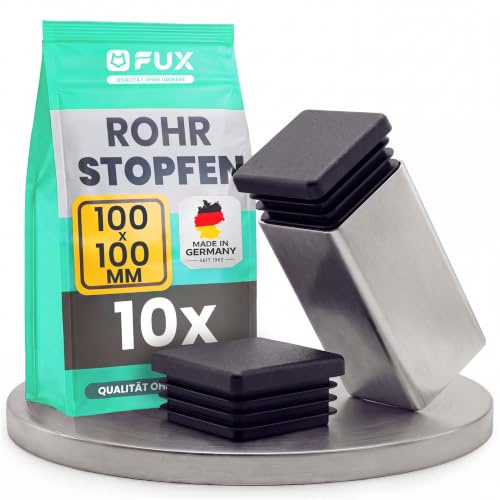 FUX 10 Stück Kunststoff Quadrat Rohrstopfen - 10x10mm-120x120mm | 10 Stück Rohrstopfen / Lamellenstopfen für Quadratrohre, Montage und Anwendung