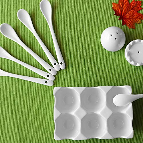Holst Porzellan EB 006 FA1 Juego de hueveras de Porcelana, 8 Piezas, para 6 Personas, con Cuchara, salero y pimentero