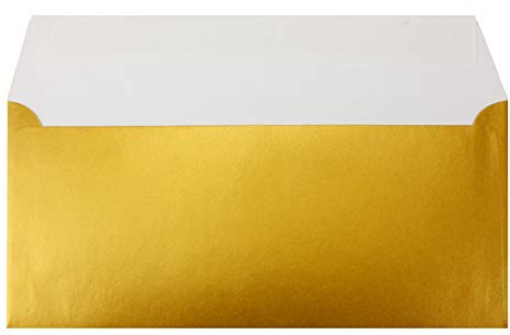 50 DIN Lang Brief-Umschläge Gold - 11 x 22 cm - 90 g/m² Haftklebung Standard Brief-Kuverts für Taufe & Einladungen von Ihrem Glüxx-Agent