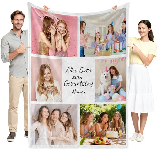 Greysky Personalisierte Geschenke für Frauen, Personalisierte Decke mit Foto, Personalisierte Decken, Kuscheldecke Personalisiert, Personalisierte Fotodecke, Geburtstagsgeschenk für Frauen Freundin