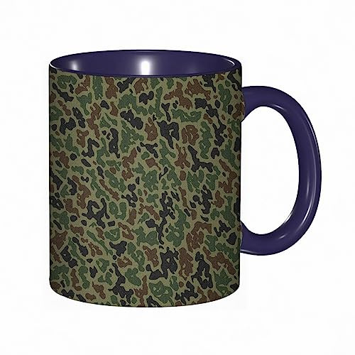 Taza de cerámica Camo Verde Camo Patrón Abstracto Diseño sin forma que se inserta en el bosque. G Tazas de café grandes 330 ml con asa 100% pintadas a mano Vasos con asa Regalo personalizado
