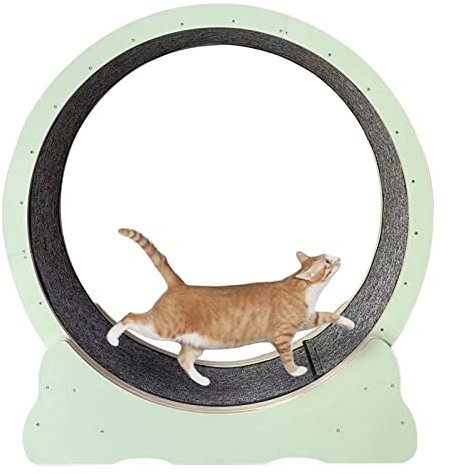 Katzenlaufrad, grünes Katzenrad-Übungslaufband, Katzenlaufrad mit winziger Lücke, leises und verschleißfestes Katzenhamsterrad, Katzenklettergerüst/Katzenkratzer (Größe: 110 cm/43,3 Zoll)