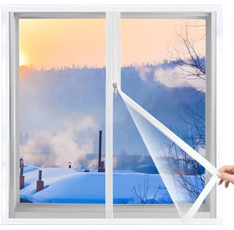 120x150cm(W*H),Window Insulation Secondary Double Glazing Shrink Film Kit, Supplied with Double-Sided Tape
