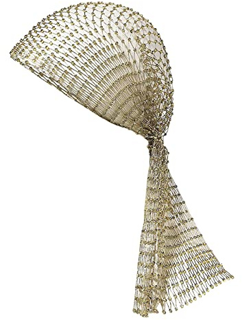 YJZQ Bonnet Résille Coiffure en filet Bandana Strass Casque de Nuit Femme Bandeau élastique pour Mariage Costume Mascarade Halloween Ball Soirée 55CM