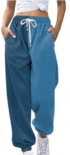 Rpporm Kleidung Damen Sale, Jogginghose Grau Damen, Damen Jogginghose Zweifarbige Hose Freizeithose Hohe Taille Sporthose Trainingshose Sweatpants Baggy Sweathose Dreiviertel Hose Damen