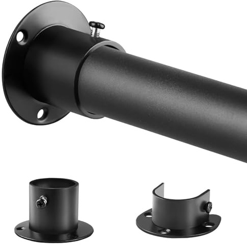 Garderobenstange Schwarz, Ausziehbar und Stabil Teleskop-Schrankstange, 74-131 cm, Verstellbare Kleiderstange für Kleiderschrank, Balkon und Kleidung (28-32 mm)