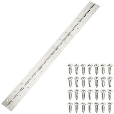 sourcing map Piano Hinge, 36 Inch x 3 Inch Stainless Steel Continuous Hinge Door Hinge with Holes, for Boat Cabinet Door Box Furniture, Silver