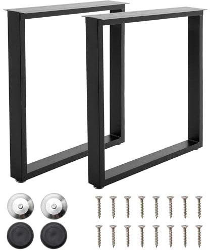INMOZATA Table Legs, Set of 2 Heavy Duty Industrial Square DIY Furniture Legs Metal with Widened Mounting Plate for Desk Dining Table Coffee Table Breakfast Bench, W50 X H72cm