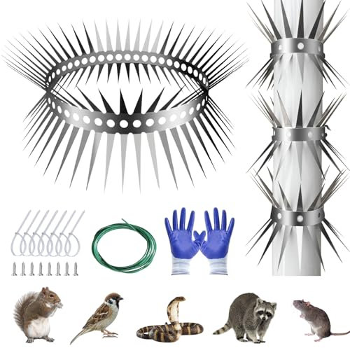 LUOJINYI Tuyau de Descente Anti-martres en Acier Inoxydable, piege a fouine de 300 cm, défense en Acier Inoxydable, effroi Marten avec Accessoires, piège Marten pour la Maison de défense Marten