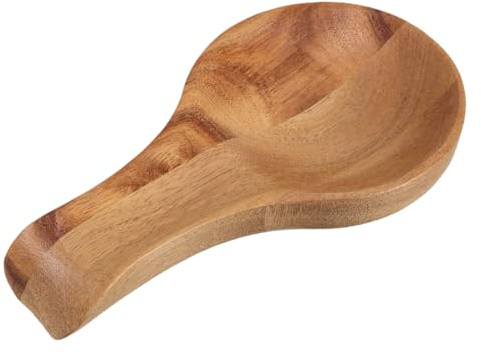 ABOOFAN Acacia Wood Spoon Rest for Kitchen Counter Spoon Holder for Stove Top Utensil Rest for Spatulas Ladles and Tongs Rustic Kitchen Decor for Cooking and Serving