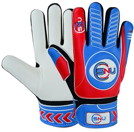 Guanti da portiere da calcio per ragazzi, bambini e ragazzi, con palmo super grip e protezione durevole (blu rosso, 7)