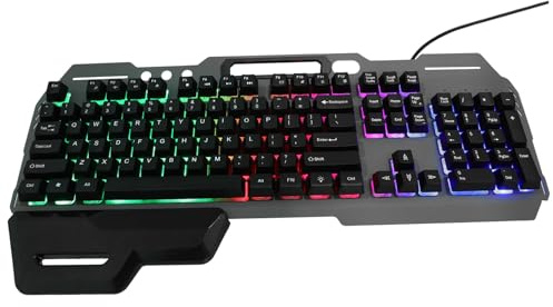 FONDOTIN Clavier USB Filaire Pleine Taille 104 Touches Français Rétroéclairage, ABS, Repose-Poignet pour Bureau et Café