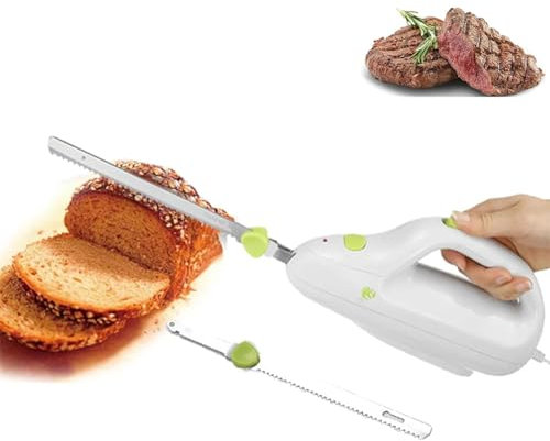 TsoLay Couteau À Découper Électrique, Couteau Électrique sans Fil, Interrupteur De Verrouillage De Sécurité, Boutons De Déverrouillage De La Lame, Bouton Marche/arrêt, pour Viande, Pain, Fromage