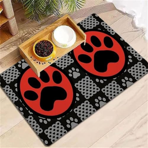Hearda Futtermatte Hund Groß,Katzen Futternapf Unterlage rutschfest Saugfähig Napfunterlage Hund Unterlage Katzennapf Schnelltrocknend Futternapf Matte Haustier Futtermatte (Liebesherz F,40x60cm)