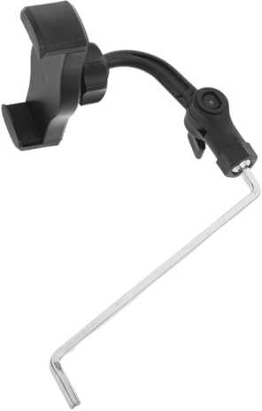 Abaodam Clip de Téléphone pour Saxophone Alto Noir, Support Portable en Abs et Acier Inoxydable Compatible Téléphone, pour Répétitions et Concerts