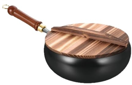 Padella Acciaio Non Stick - Padella Antiaderente In Rame | Mescola Impugnatura In Legno-resistenti Graffi, Senza Rivestimento, A Induzione Inferiore Piatta Per Cuocere In Gradinata Friggire