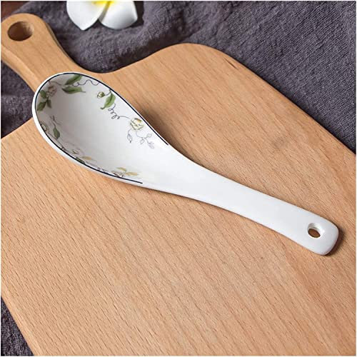 DLAZUM Café Té Postres Cuchara de cerámica Cuchara sopera de cerámica, Cucharas soperas de Porcelana Cuchara pequeña Cuchara sopera Cuchara Larga Cuchara sopera pequeña Cuc(D)
