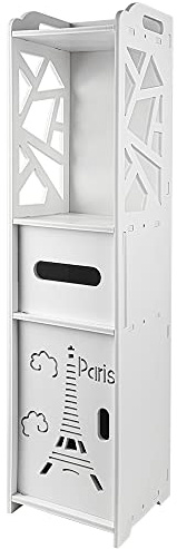 WODFARR Schmaler Badezimmerschrank, Aufbewahrungsmöbel, kleiner Schrank für Toilette mit Tür und Regalen für kleine Räume (20 x 20 x 80 cm, Turm)