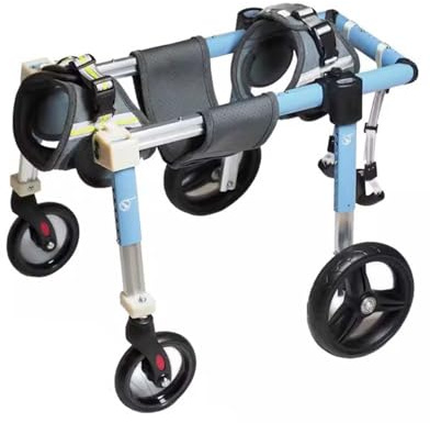 Carrello per cani a 4 ruote regolabile per disabili, sedia a rotelle di supporto per passeggiate assistite e riabilitazione