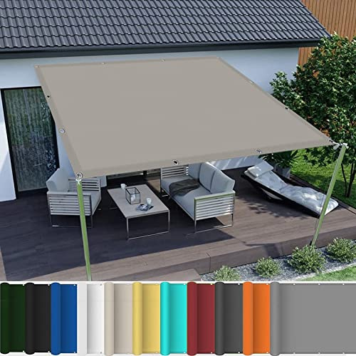 Vela ombreggiante quadrata, 1,6 x 3,4 m, protezione dai raggi UV, resistente al vento, per esterni, con occhielli, per giardino, balcone, patio, terrazza, colore cachi