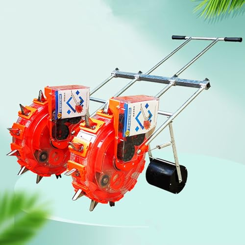 Handheld Seeding Machine and Fertilizer Applicator, Manual Seeder Hand-Push Roller Row Planter, Precision Garden Seed Spreader for Slopes Rice Planting Fields(6 Mouths)