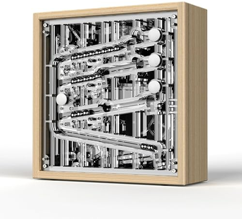 DOJBK 8-Zoll-Desktop-Uhr Mit Mechanischer Kugel, Rollkugel-Timer, Minuten, Einer/Zehntel, Stunden Von Oben Nach Unten, Mit 28 Stahlkugellagern, 4-Kugelbahn, Für Wohnzimmer, Schlafzimmer, Nachttisch