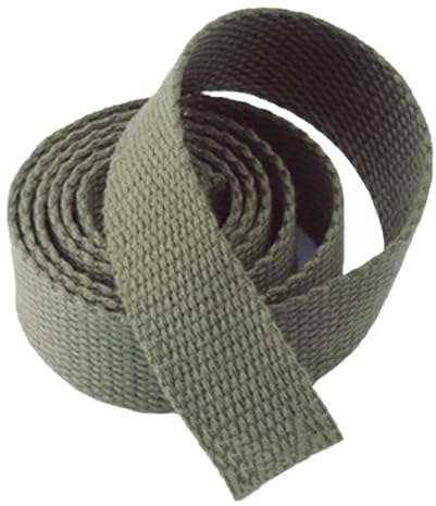 Generic Sangle en Toile de Coton, Ruban en Toile pour Sangles de Sac, Ruban adhésif pour Sacs, Bagages, Sangles de Cargaison, 9 m par Rouleau, Vert armée, 38 mm