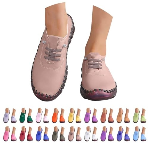 Zapatillas Deporte Mujer Blancas Ligeros Casual Zapatos Deportivos con Cordones Comodas Clasico Moda Sneakers Slip on Entretiempo Antideslizante Mocasines Calzado Pretty para Jogging Running