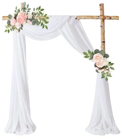 GCYEIDMA Wedding Arch Drapes Wedding Arch Drape Chiffon Fabric Draping Curtain Drapery Wedding Birthday Party Decor Draping Ceremony Reception Hanging Decor(White,75x300cm)