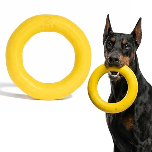 WoofBite Giant XL Virtually Indestructible Dog Ring - Lifetime Replacement - Tough, Durable Chew Toy for Aggressive Chewers - Safe Non-Toxic Natural Rubber - Chew, Tug, Fetch - Large - 9x2, 2.25lbs
