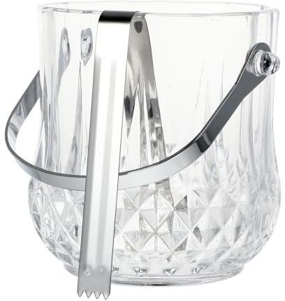 Angoily Seau à Glace pour Bouteille en Verre avec Poignée et Pinces, Pratique à Transporter, Solide, pour Bar, Café et Ktv