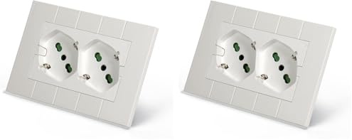 FANTON 42100-59 Multipresa universale da incasso OPERA/LNW doppia presa bipasso italo/tedesca 2P+T 16A precablata per scatola a 3 moduli (Confezione da 2)