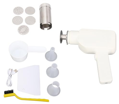 VBESTLIFE Machine à Pâtes électrique sans Fil, Machine à Nouilles Automatique avec Moteur 40W et Acier Inoxydable 304, Extrudeuse de Pâtes Portative (WHITE)