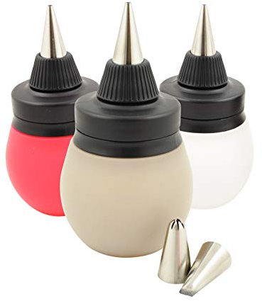 Cécoa - Manga pastelera con forma de bombilla - Con embudo de silicona y 3 boquillas de acero inoxidable