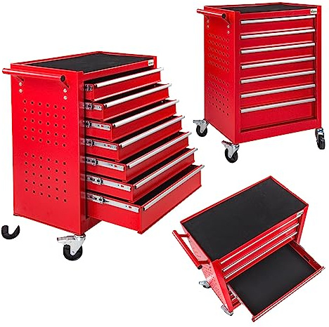 Werkstattwagen Werkzeugwagen Schubladenwagen Kimi 7 Schubladen rot 69x33,5x76