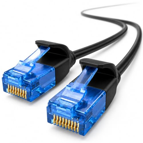1aTTack.de 660264 Cat6 Cat.6-kabel Cat-nätverkskabel 0,5 m - patchkabel tunn kabel (liten diameter - mycket flexibel) 1000 Mbit/s - 1 bit - svart
