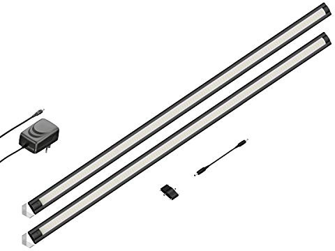 ledscom.de LED Unterbau-Leuchte SIRIS schwarz matt, Eckmontage, flach, 90cm, je 963lm, warm-weiß 2er Set