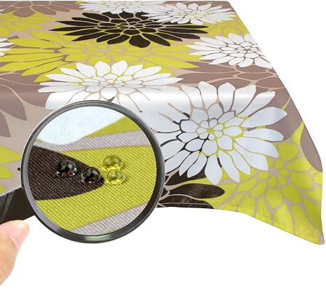 Valia Home Tischdecke mit Teflonbeschichtung für Innen- & Außenbereich anwendbar Wasser & Schmutzabweisend Dank verlässlichem Lotuseffekt - 130 x 160 cm Blume